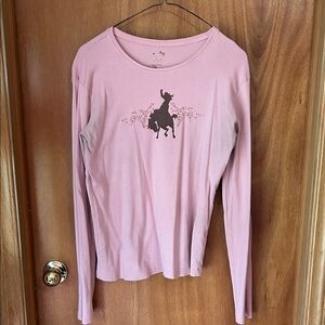 Vintage Roper Apparel Pink Graphic Long Sleeve Shirt bucking horse design. large